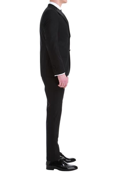 Black 049 Slim Fit Çıkma Saten Yaka Siyah Damatlık Smokin Takım
