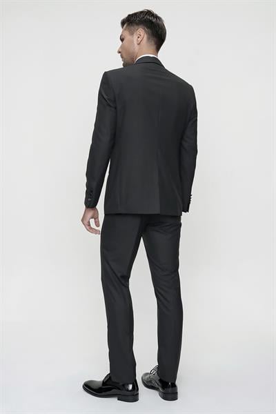 Black 060 Slim Fit Çıkma Saten Yaka Siyah Damatlık Smokin Takım