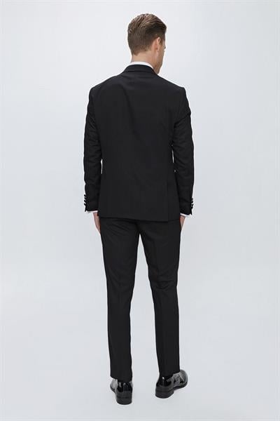 Black 065 Slim Fit Çıkma Saten Yaka Siyah Damatlık Smokin Takım