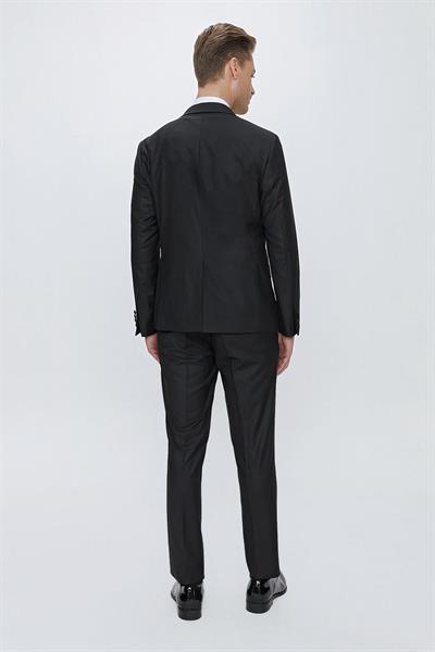 Black 066 Slim Fit Çıkma Saten Yaka Siyah Damatlık Smokin Takım