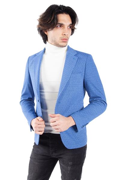 C 571 Slim Fit Gök Mavi Spor Ceket