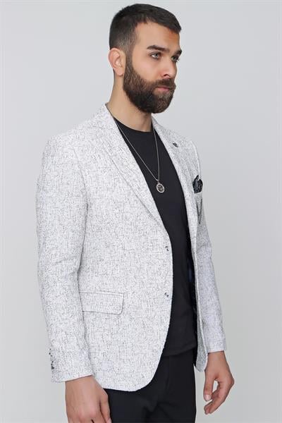 C 612 Slim Fit Gri-Beyaz Spor Ceket