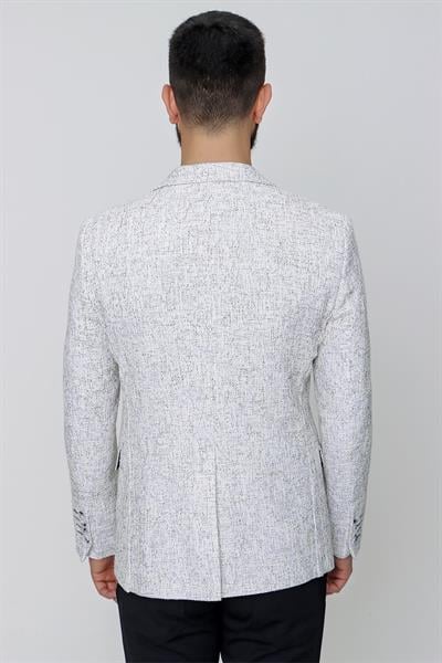 C 612 Slim Fit Gri-Beyaz Spor Ceket