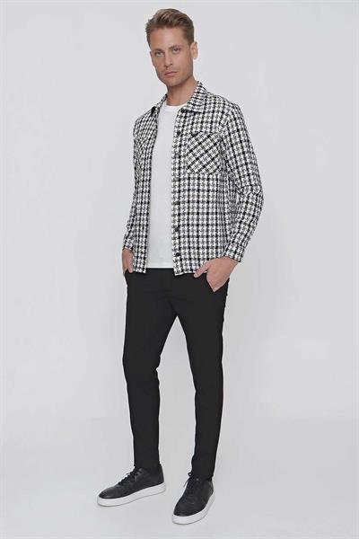 C 627 Slim Fit Beyaz Kareli Spor Ceket