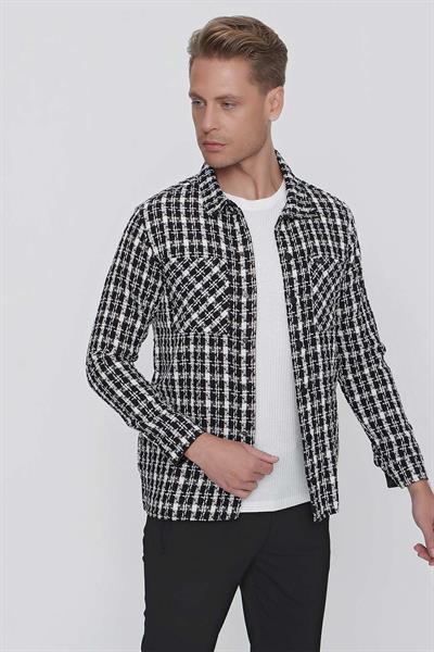 C 627 Slim Fit Siyah Kareli Spor Ceket