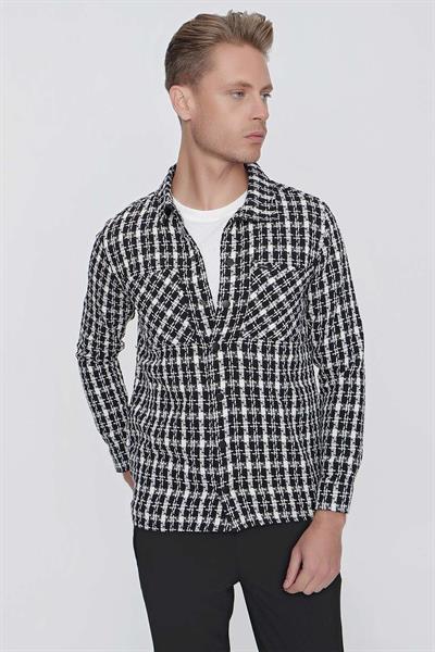 C 627 Slim Fit Siyah Kareli Spor Ceket