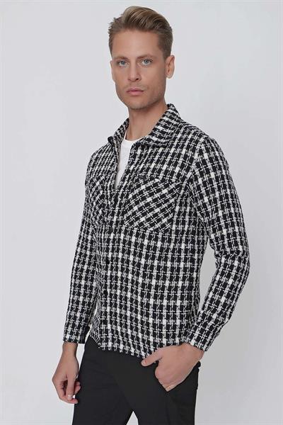 C 627 Slim Fit Siyah Kareli Spor Ceket