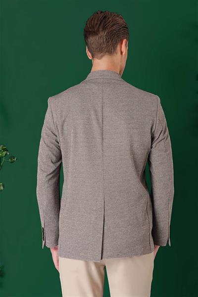 C 665 Comfort Fit Kırçıllı Dokuma Pamuklu Casuel Vizon Ceket