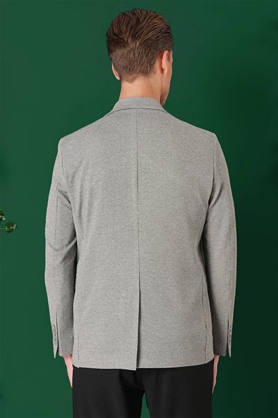 C 665 Comfort Fit Kırçıllı Dokuma Pamuklu Casuel Gri Ceket