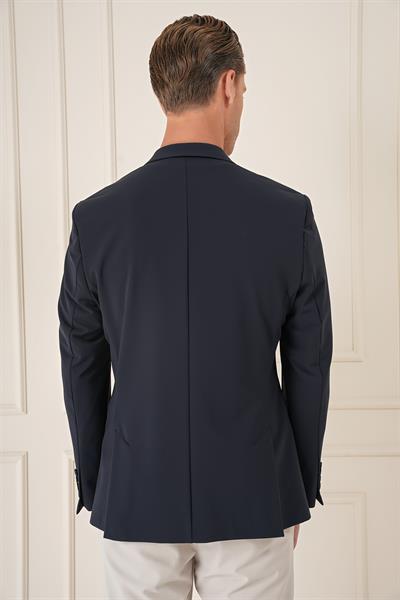 C 675 Comfort Fit Çift Yırtmaç Fleto Cep Esnek Pamuk Casuel Lacivert Ceket