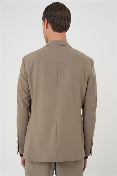 C 707 Comfort Fit Mono Yaka Torba Cep Casual Bej Ceket