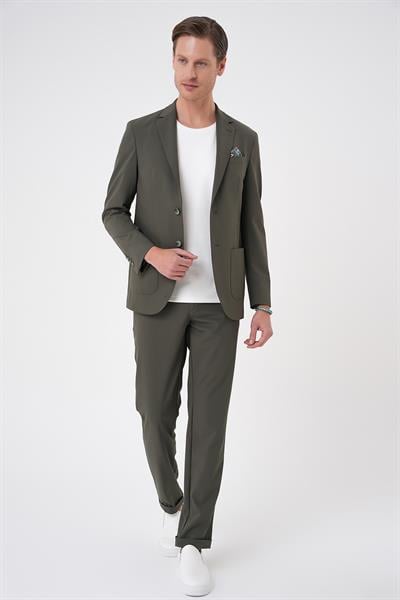 C 707 Comfort Fit Mono Yaka Torba Cep Casual Haki Ceket