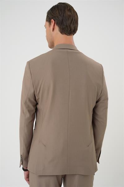 C 708 Comfort Fit Mono Yaka Torba Cep Casual Koyu Bej Ceket