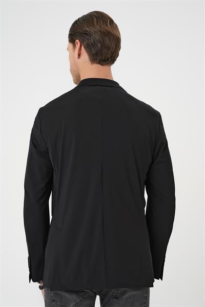 C 709 Regular Kalıp Mono Yaka Torba Cep Casual Siyah Ceket
