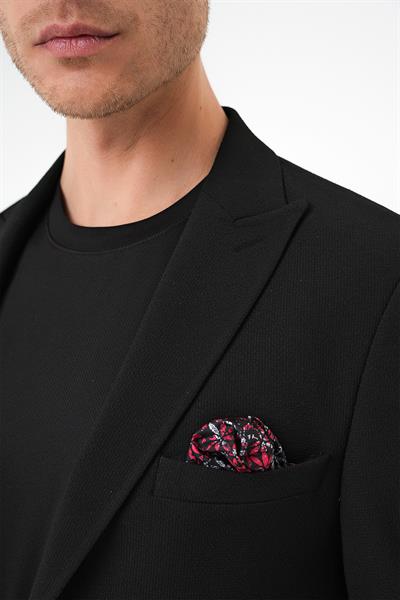 C 711 Slim Fit Mono Yaka Torba Cep Çift Yırtmaçlı Casual Siyah Ceket