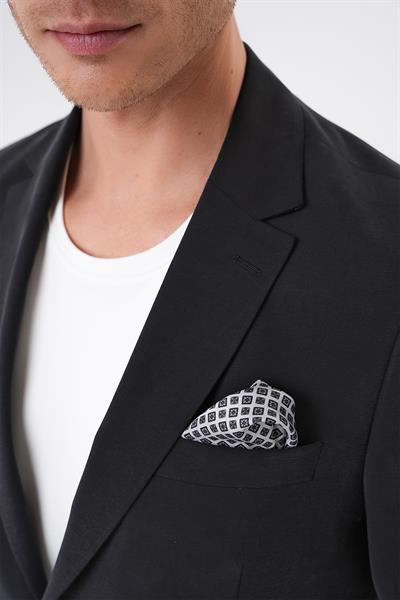 C 714 Slim Fit Torba Cep Spandex Karışımlı Casual Siyah Ceket
