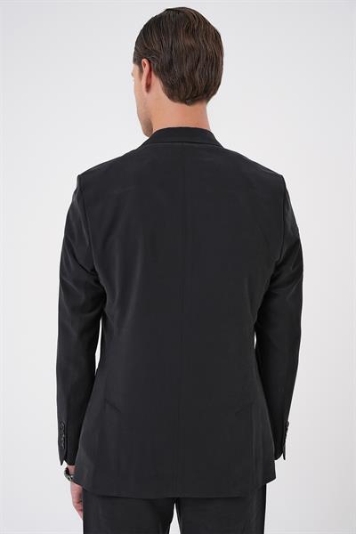 C 714 Slim Fit Torba Cep Spandex Karışımlı Casual Siyah Ceket