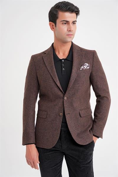 C 718 CEKET Slim KAHVE