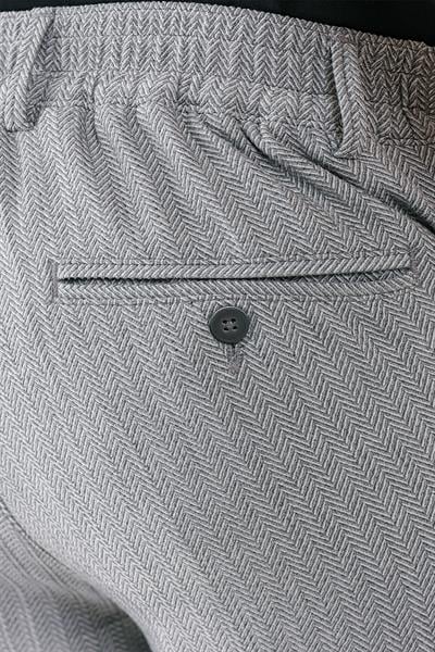 Comfort Fit Beli Lastikli Balıksırtı Dokuma Casuel Gri Pantolon P 1155