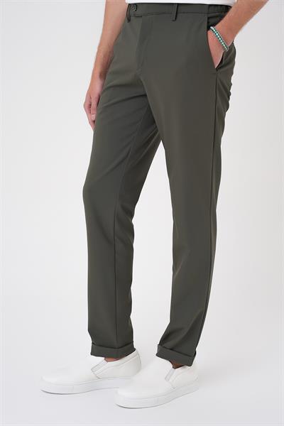 Comfort Fit Beli Lastikli Haki Jogger Pantolon  P 1184