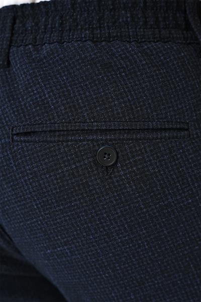 Comfort Fit Beli Lastikli Pötikareli Casuel Lacivert 2 Pantolon P 1149