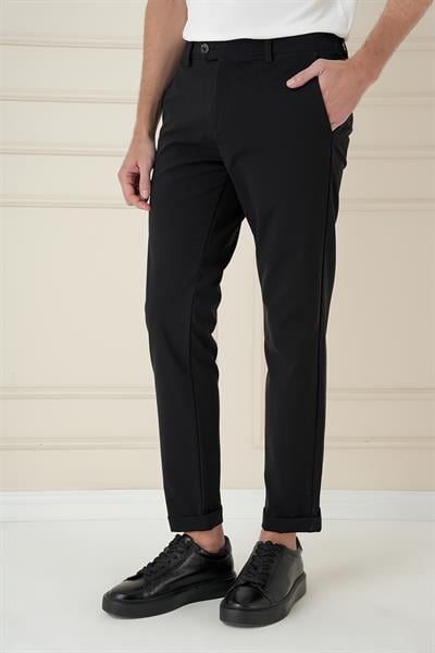 Comfort Fit Beli Lastikli Yan Cep Siyah Jogger Pantolon P 1150