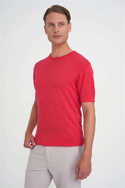 Comfort Fit Bisiklet Yaka Kısa Kol Spor Mercan Triko Tr 881