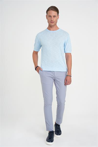 Comfort Fit Bisiklet Yaka Kısa Kol Spor Mavi Triko Tr 881