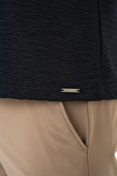 Comfort Fit Bisiklet Yaka Viskon Karışımlı Dokulu Casuel Lacivert Tişört Ts 896