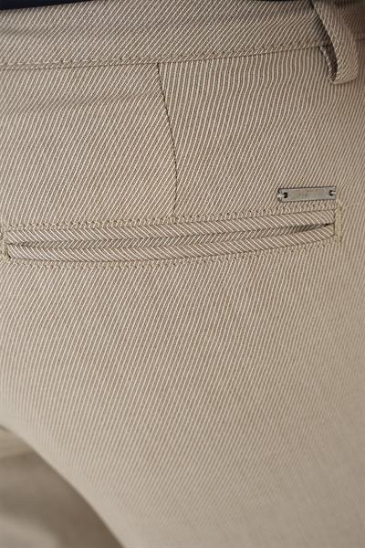 Comfort Fit Çift Pileli Dokulu Esnek Pamuk Bej Pantolon P 1158