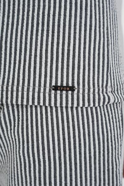 Comfort Fit Fermuarlı Polo Yaka Dikine Çizgili Kısa Kol Siyah Tişört Ts 906