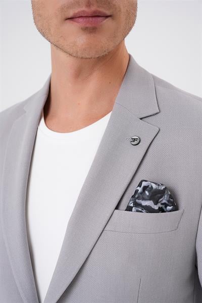 Comfort Fit Mono Yaka Torba Cep Casual Gri Ceket C 708
