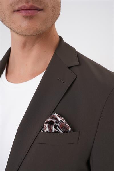 Comfort Fit Mono Yaka Torba Cep Casual Toprak Ceket C 707