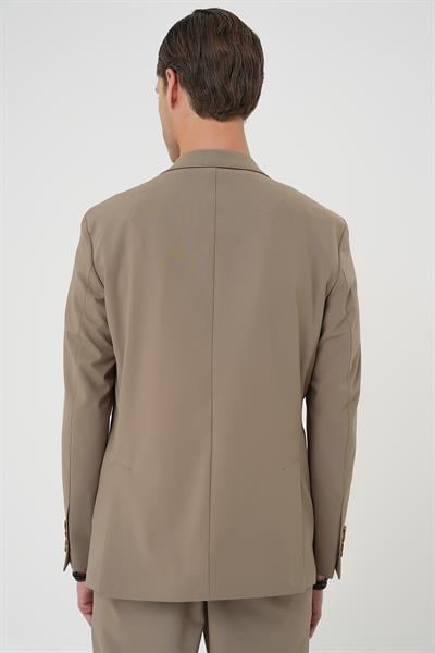 Comfort Fit Mono Yaka Torba Cep Casual Bej Ceket C 707