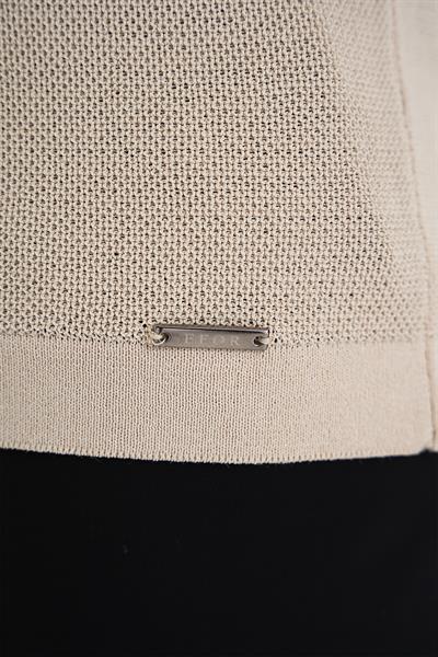 Comfort Fit Polo Yaka Kısa Kollu Bej Triko Tr 883