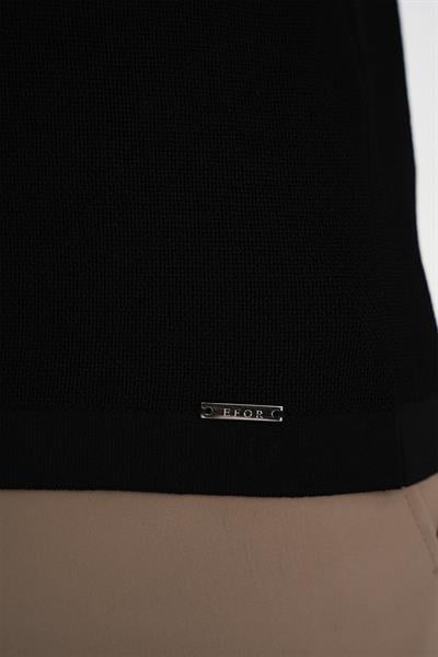 Comfort Fit Polo Yaka Kısa Kollu Siyah Triko Tr 883