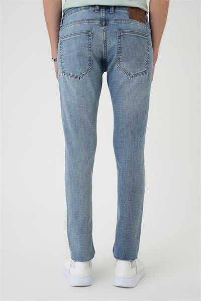 Denim 129 Slim Fit Beş Cepli Likralı Yıkamalı Açık Mavi Jean Pantolon