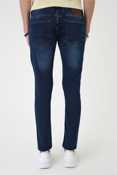 Denim 133 Slim Fit Beş Cepli Likralı Yıkamalı Koyu Mavi Jean Pantolon