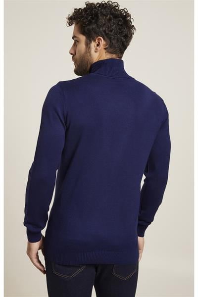 ETR 07 Slim Fit Lacivert Balıkçı Triko