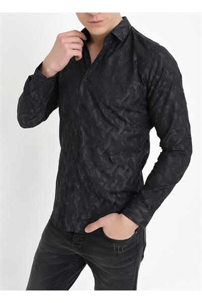 G 1417 Slim Fit Siyah Spor Gömlek
