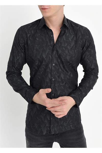 G 1417 Slim Fit Siyah Spor Gömlek