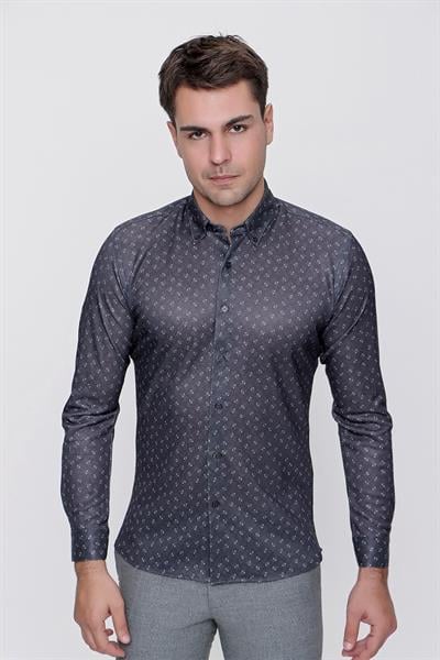 G 1447 Slim Fit Siyah Spor Gömlek