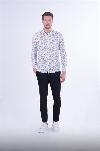 G 1455 Slim Fit Siyah-Beyaz Spor Gömlek