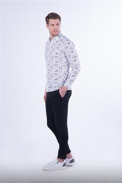 G 1455 Slim Fit Siyah-Beyaz Spor Gömlek