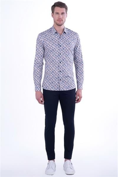 G 1457 Slim Fit Lacivert Spor Gömlek