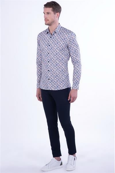 G 1457 Slim Fit Lacivert Spor Gömlek