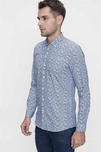 G 1465 Slim Fit Lacivert Spor Gömlek