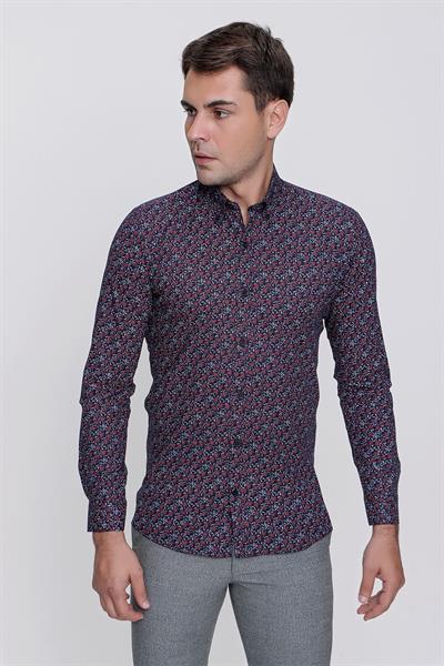 G 1475 Slim Fit Koyu Lacivert Spor Gömlek