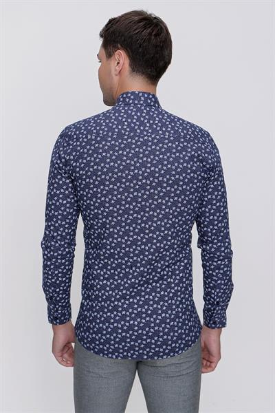 G 1475 Slim Fit Lacivert Spor Gömlek