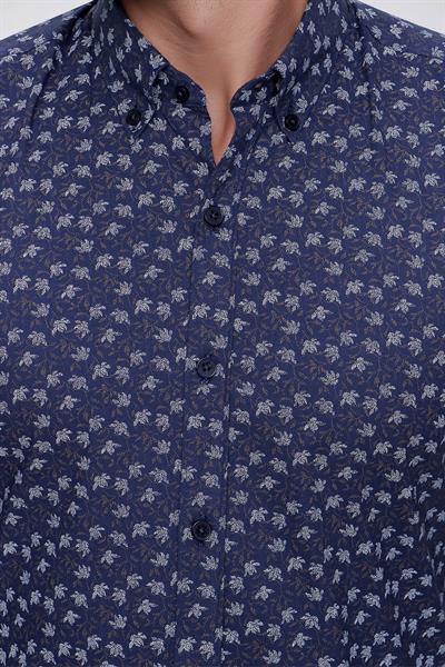G 1475 Slim Fit Lacivert Spor Gömlek